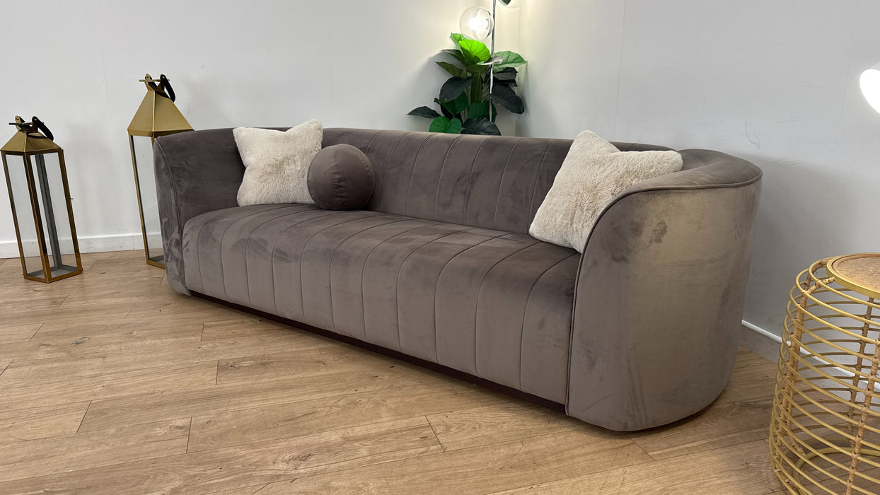 Sofology The Fitzrovia 4 Seater Fabric Sofa in Matt Velvet Mole Mix With Trim