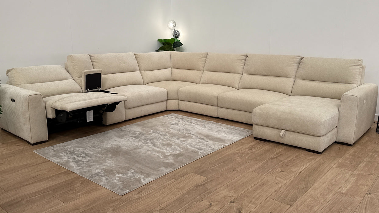 Sofology Santuary Fabric Corner Recliner and Chaise in Beige