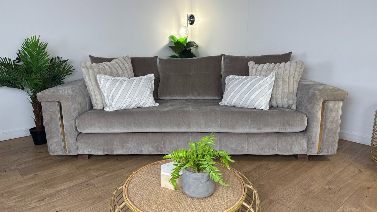 Sofology The Oscar 4 Seater Fabric Sofa in Fine Textured Chenille Stone Mix