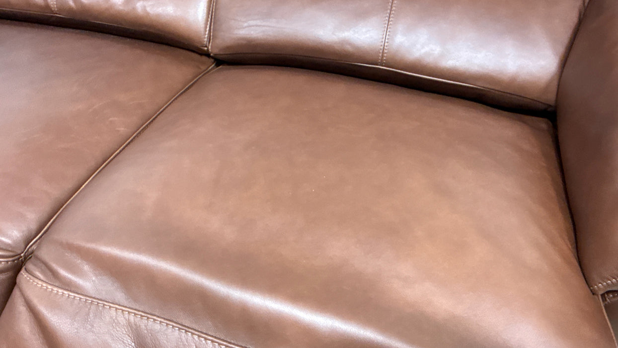 Sofology Illinois Leather 3 Seater Power Recliner/Headrest in Relaxed Soft Brown