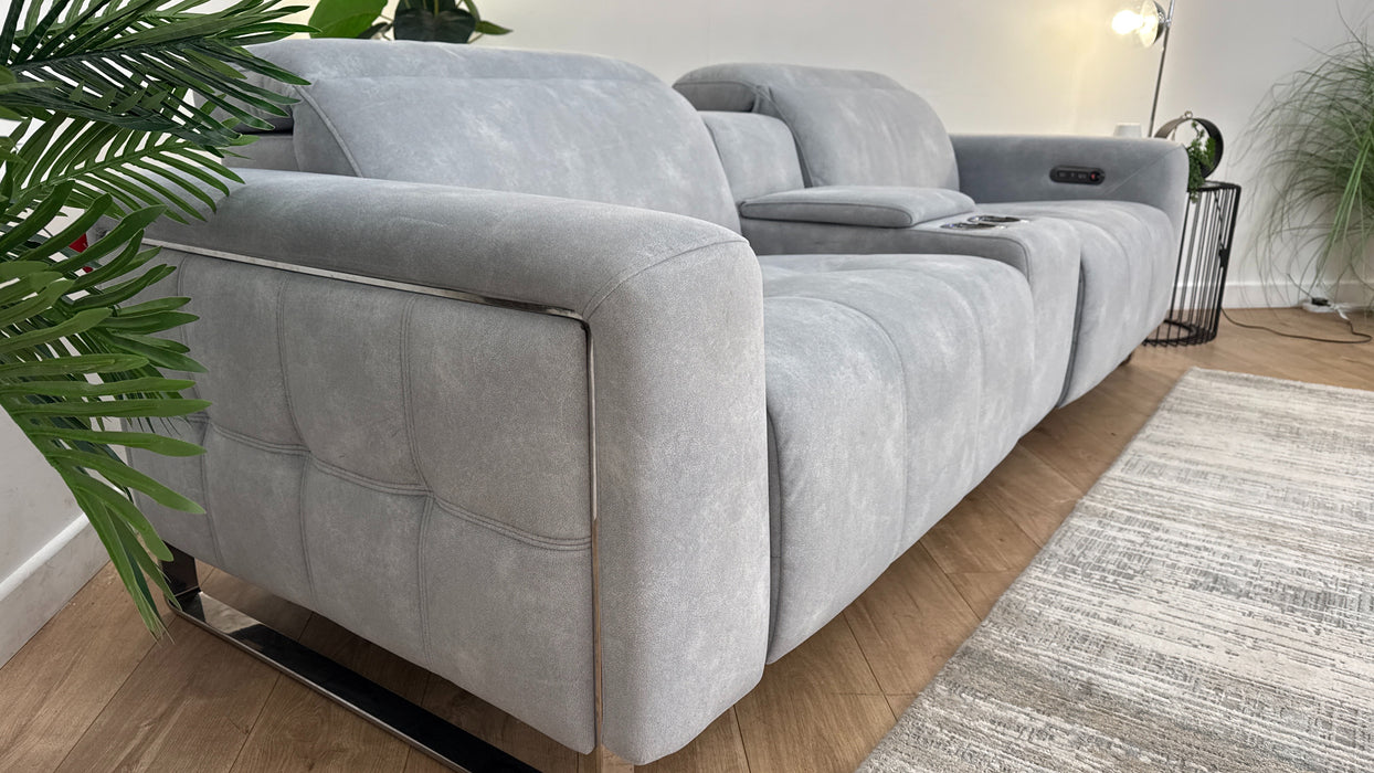 Sofology Marvella Fabric 2.5 Seater Console Power Recliner/Headrest in Lifestyle Flecked Silver