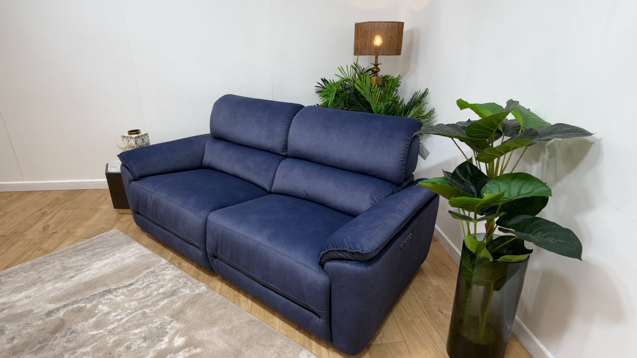 Sofology Hugo Fabric 2.5 Seater Power Recliner/Headrest in Lifestyle Flecked Navy