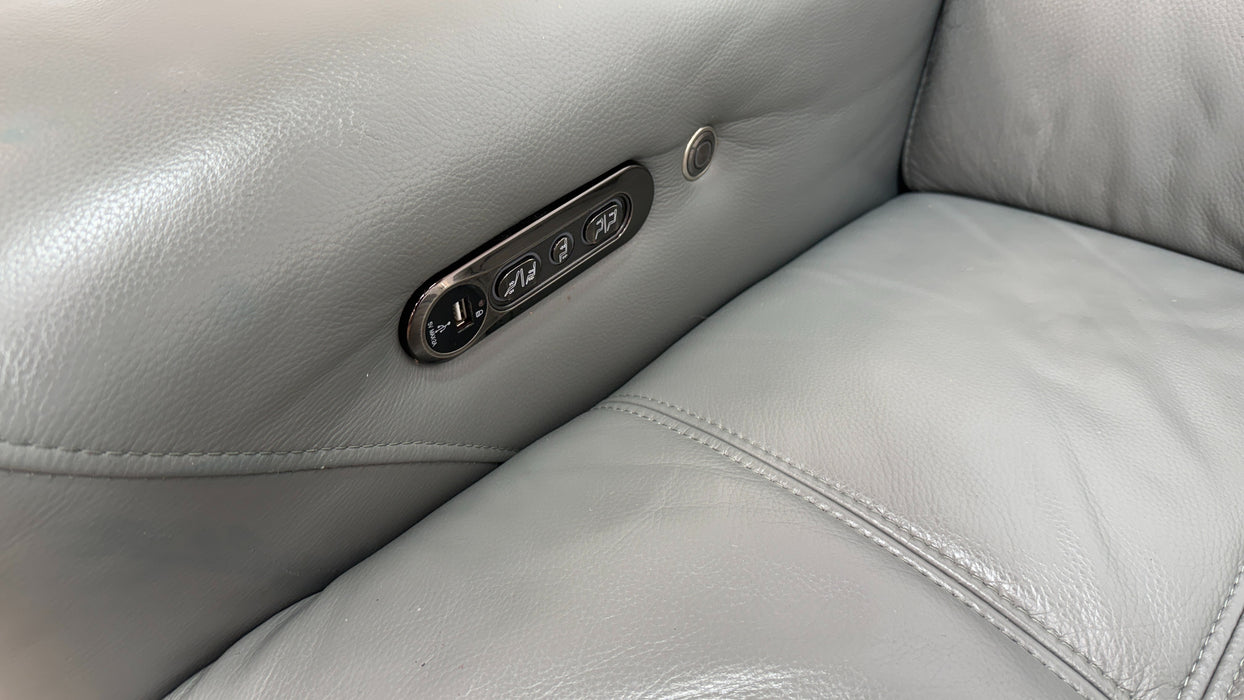 Sofology Marvella Leather 3 Corner 1.5 Power Recliner/Headrest Heated Seat in Trusty Sheen Granite Teal