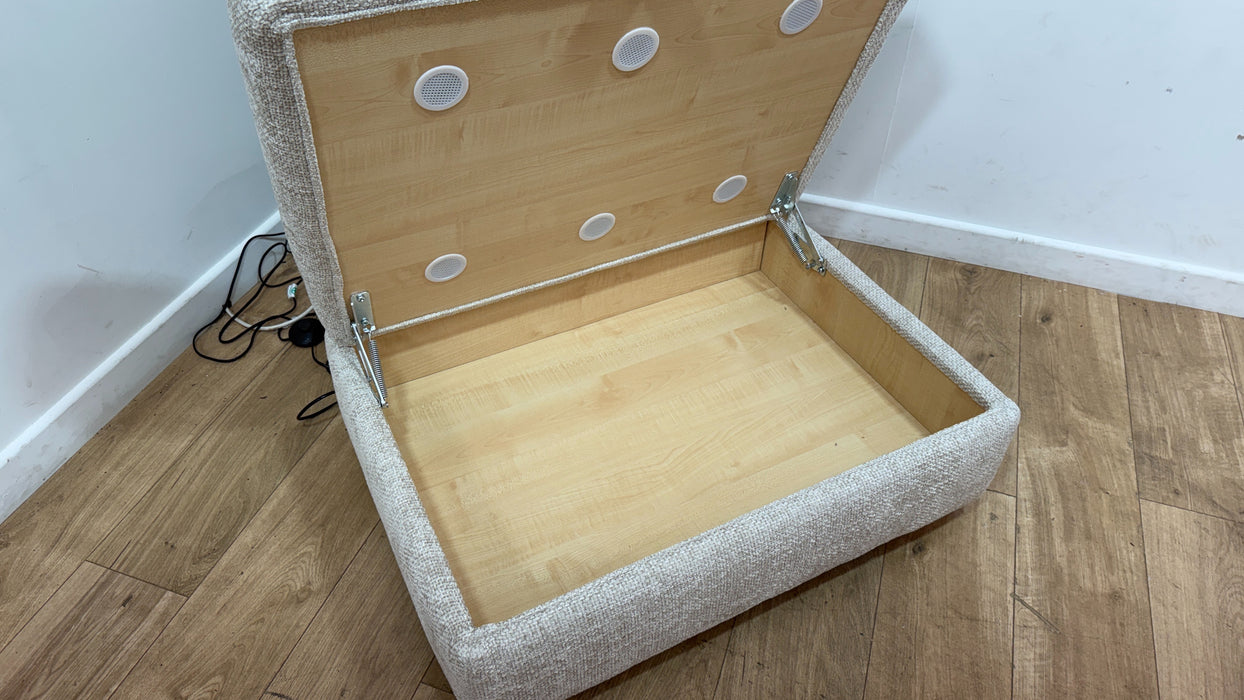 Sofology Tallulah Fabric Storage Footstool in Basketweave Chenille Cream