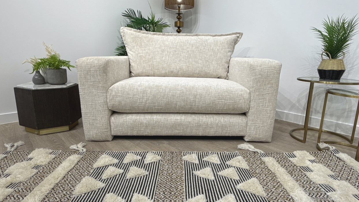 Sofology Cove Fabric Loveseat Light Wood Panel in Artisan Chenille Ecru Mix