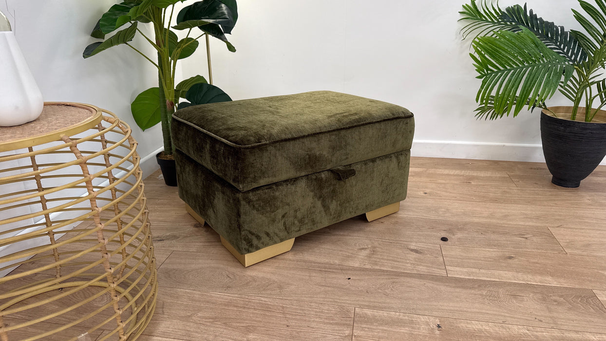 Sofology Wildwood Fabric Footstool in Soft Sherpa Olive