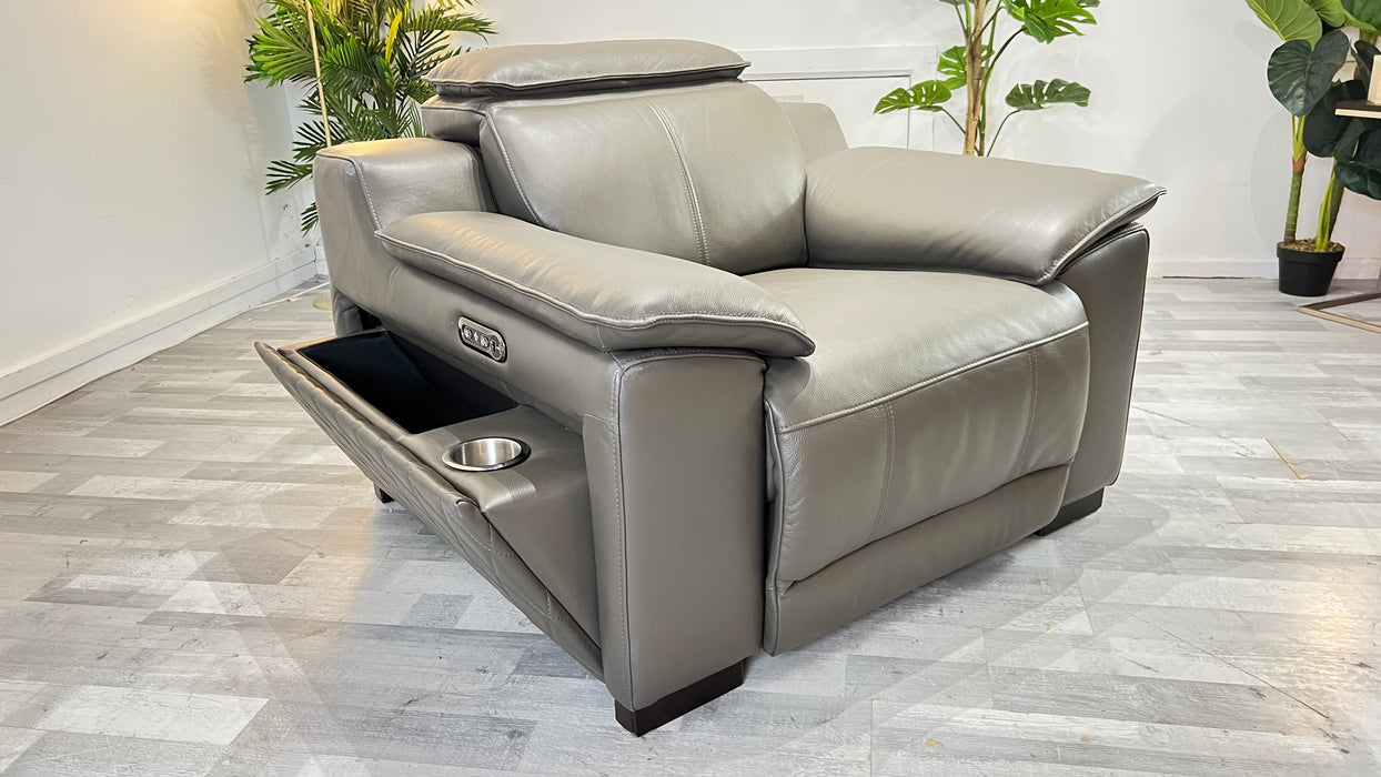 Benz Chair - Trusty Sheen Leather Storm - Power Recliner