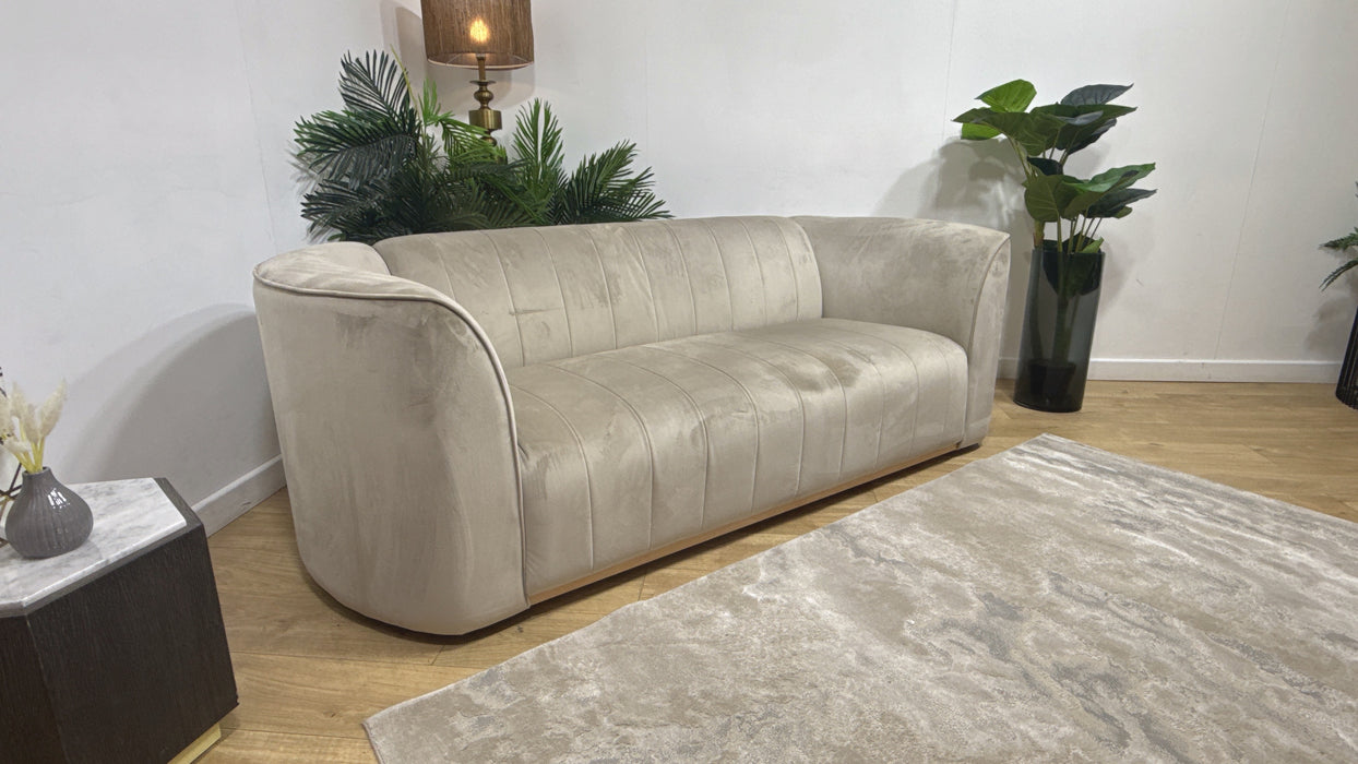 Sofology Fitzrovia Fabric 3 Seater in Matt Velvet Stone Mix with Trim