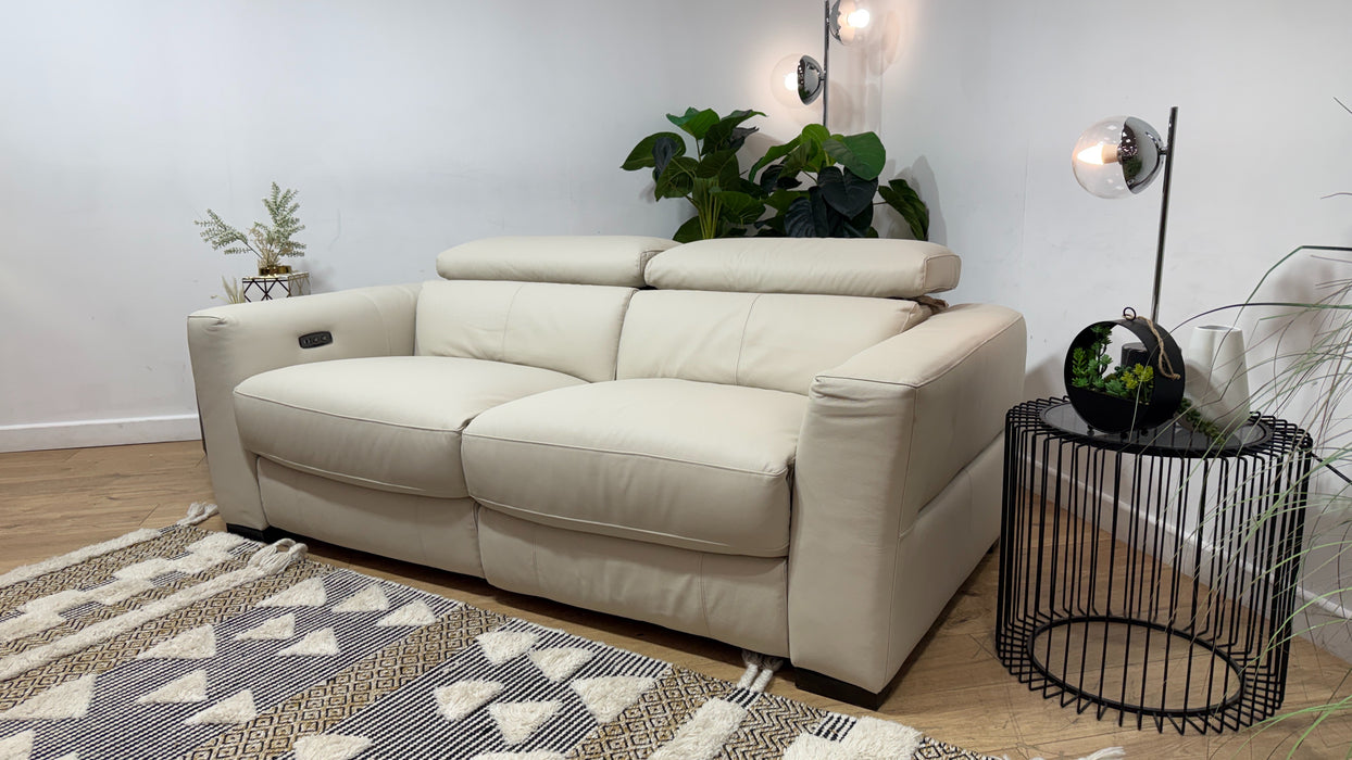 Sofology Metropolitan Leather 3 Seater Power Recliner in Trusty Matt Bone
