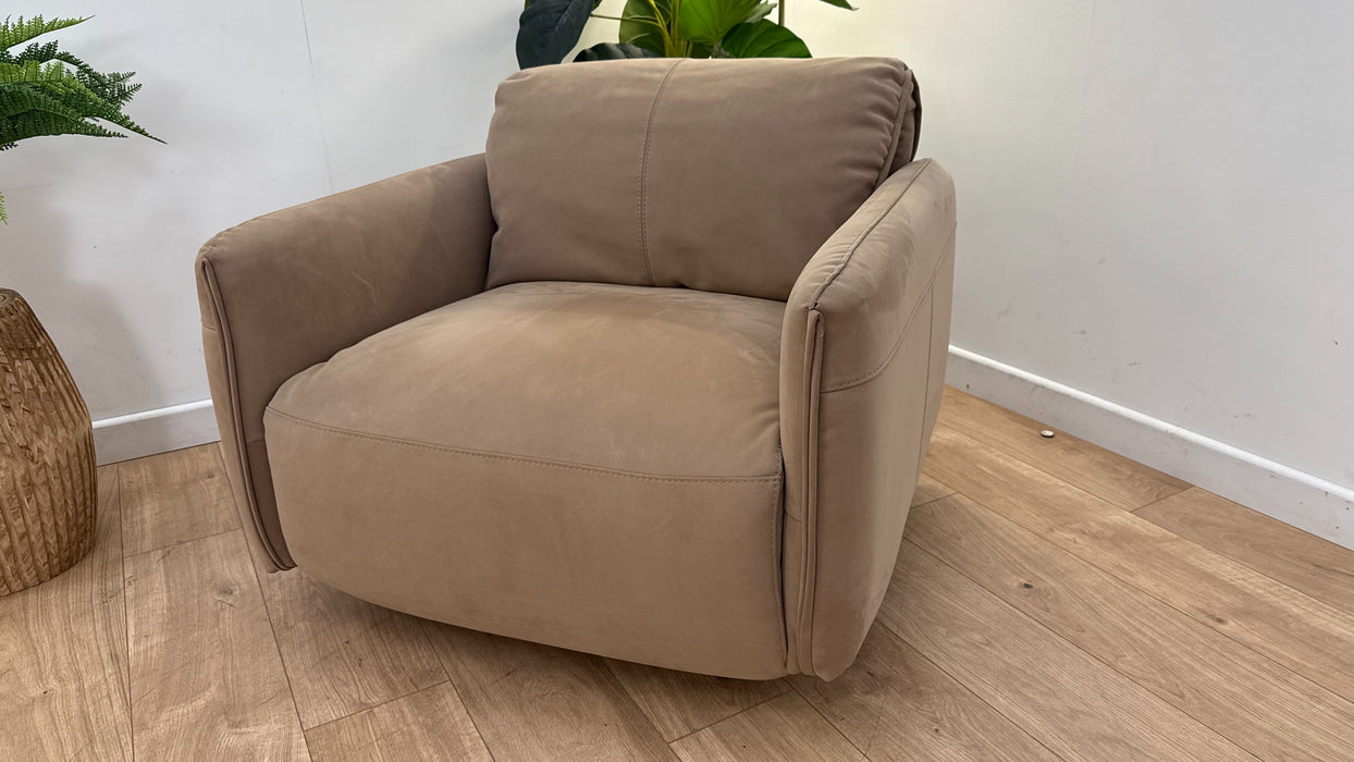 Sofology The Tessuto Swivel Chair in Lifestyle Nubuck-Feel Fabric Camel