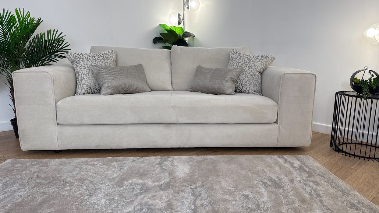 Sofology Ascot Fabric 4 Seater Bench Seat in Soft Sherpa Natural Mix