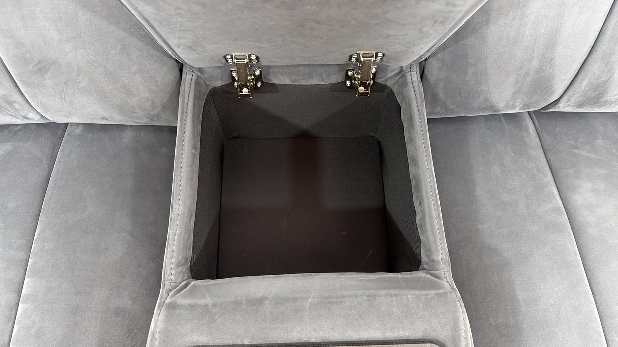 Sofology Paramount Fabric 2 Seater Console Power Recliner/Headrest Heated Seat Speakers in Lifestyle Nubuck Feel Charcoal