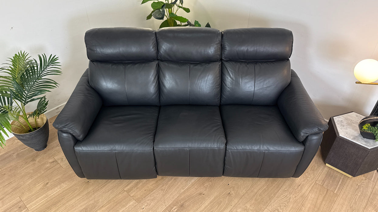 Parker 3 Seater - Leather Power Reclining Sofa - Jet Black