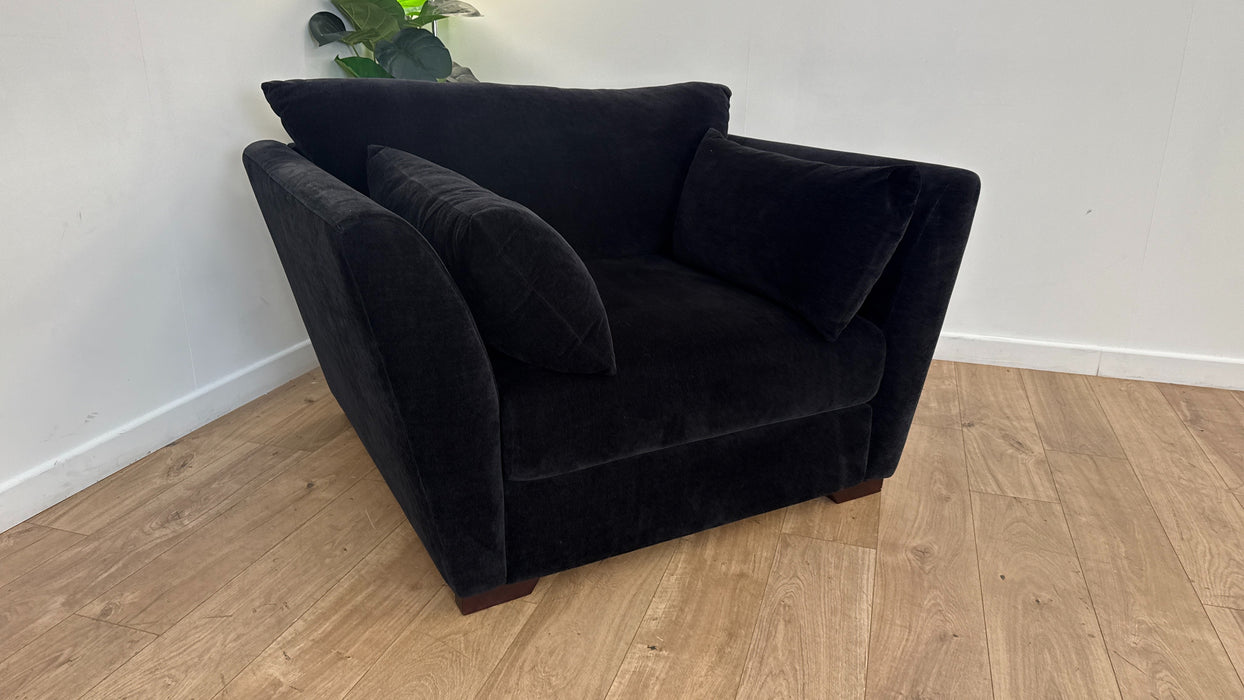 Sofology Calista Fabric Loveseat Full Back in Soft Chenille Ebony