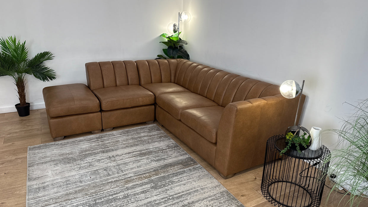 Sofology Downtown Leather Terminal 1 Corner 2 in Relaxed Natural Grain Leather Tan Mix