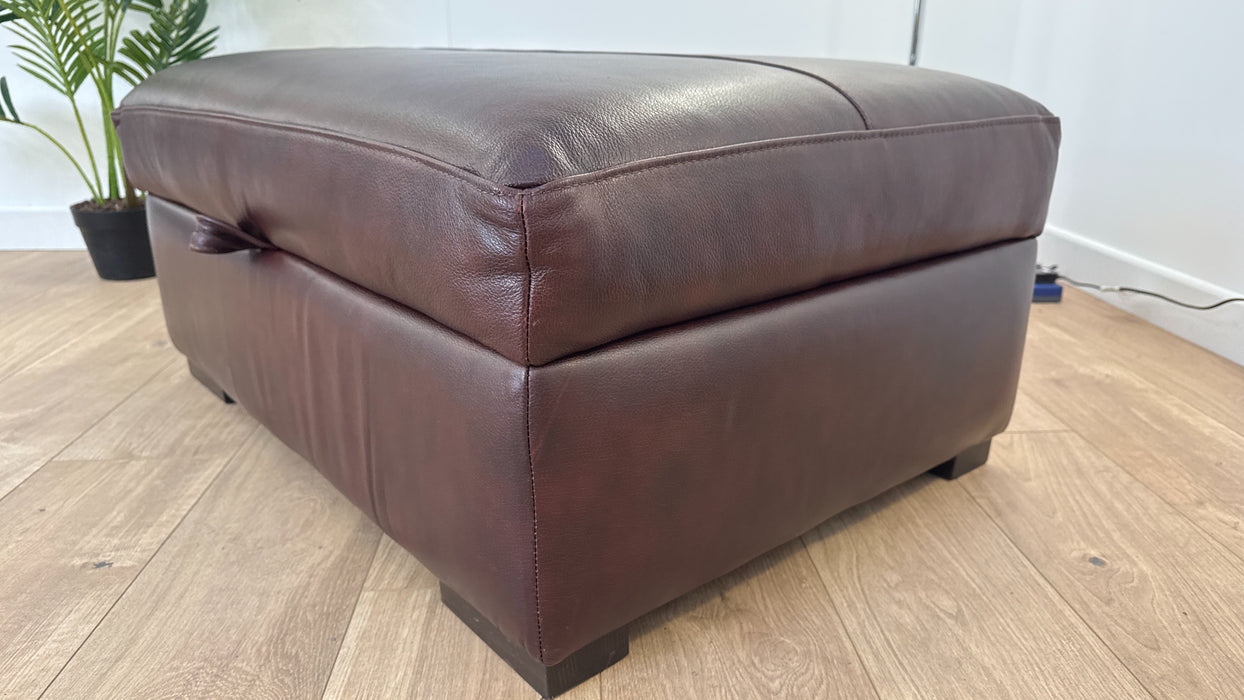 Mazzini Storage Footstool - Leather - Dakota Mid Brown