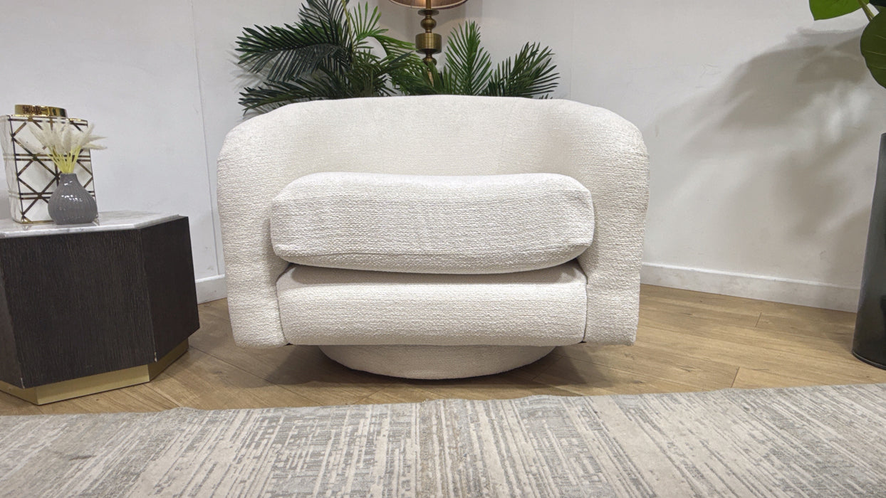 Sofology Westwood Fabric Swivel Chair in Soft Boucle Ecru