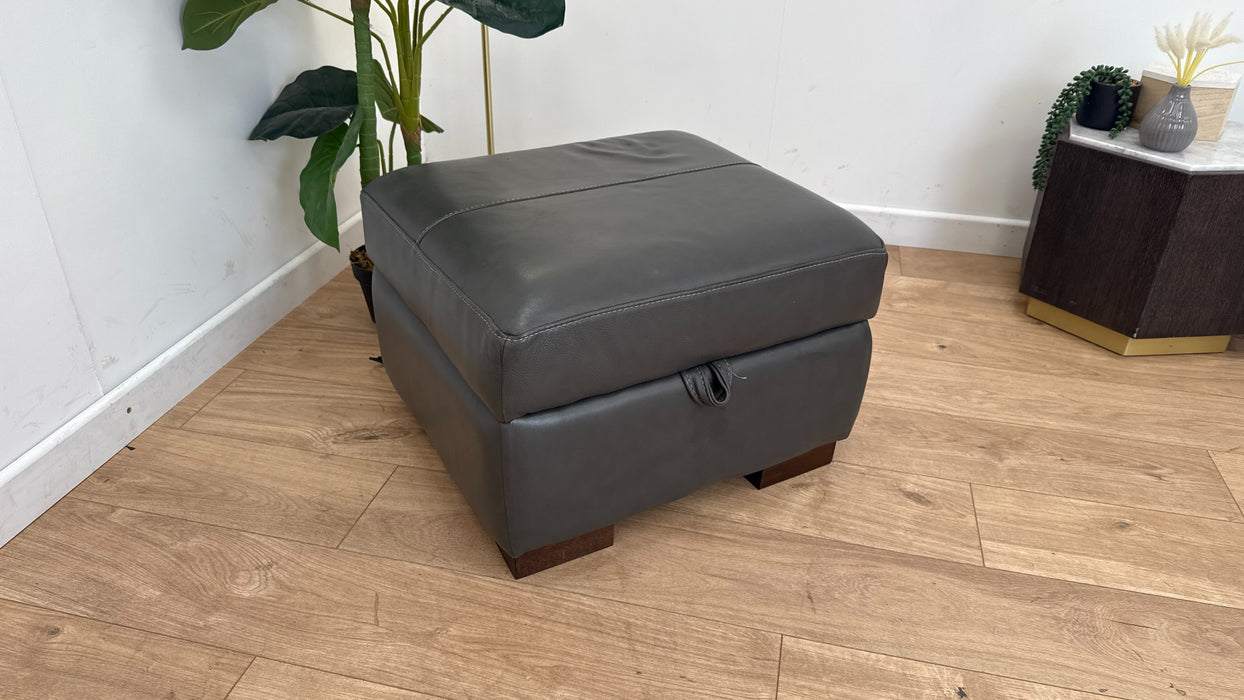 Sofology Cordelia Leather Storage Footstool in Dakota Pewter