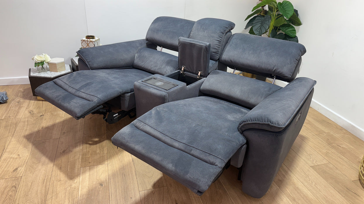 Sofology Hugo Fabric 2.5 Seater Console Power Recliner/Headrest in Lifestyle Flecked Charcoal