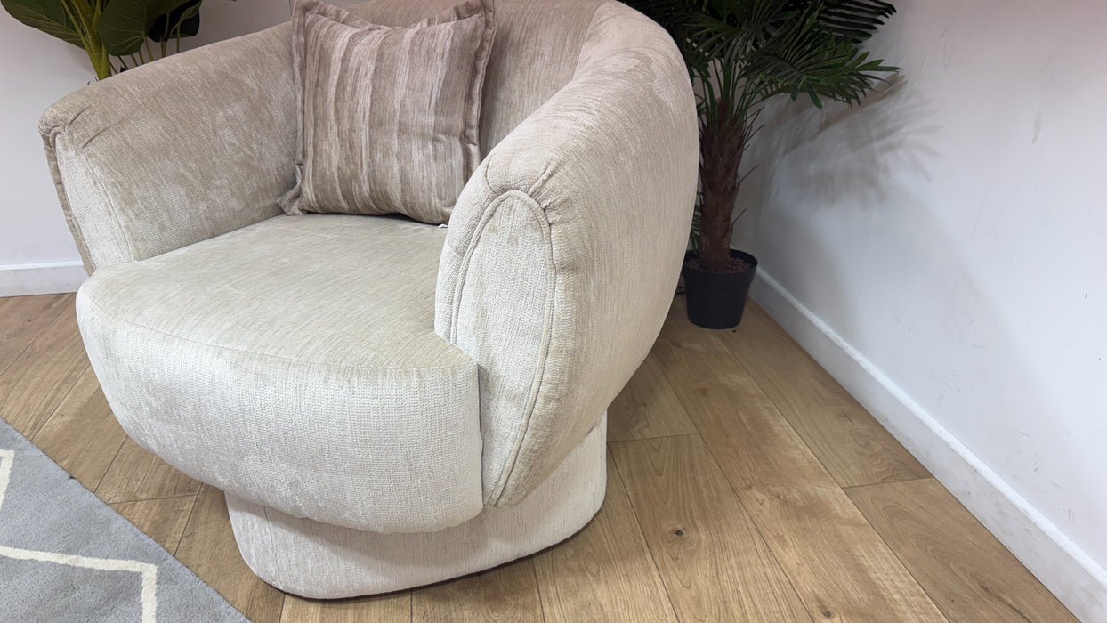 Sofology Lustre Fabric Accent Swivel Chair in Luxury Plush Chenille Moonstone Mix