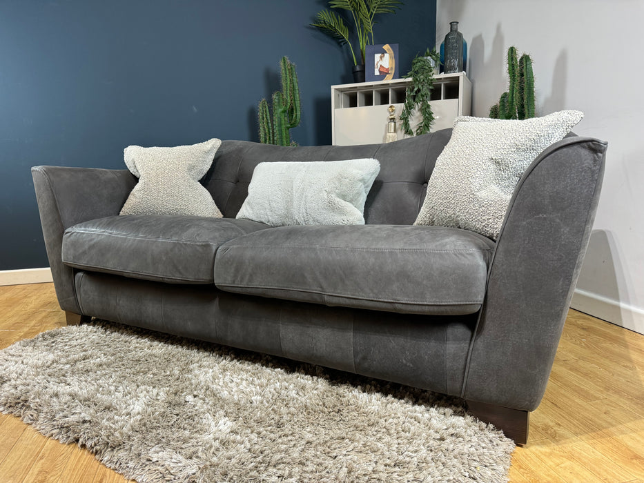 Bartello Leather 3 Seater - Character Charcoal  (WA2)