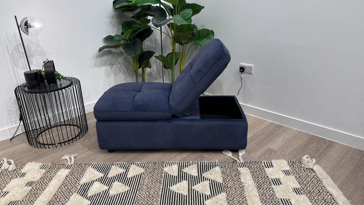 Sofology Paramount Fabric Dual Storage Footstool in Lifestyle Flecked Navy