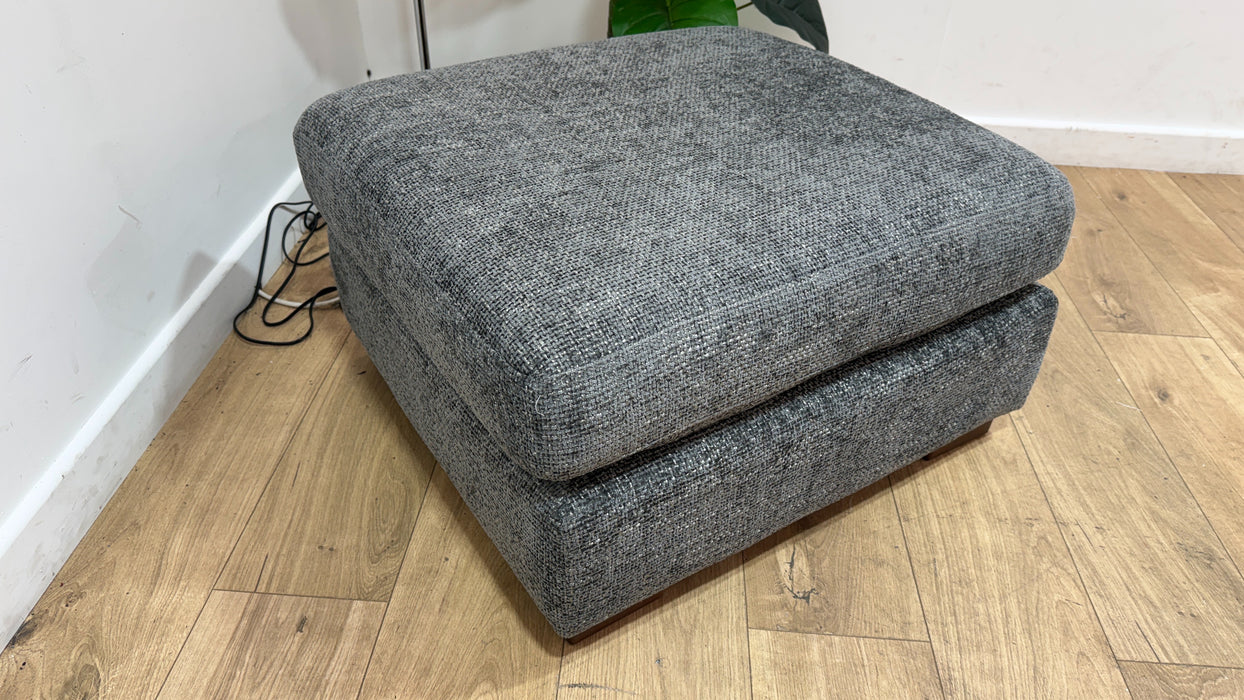 Sofology Tallulah Fabric Footstool in Basketweave Chenille Cream