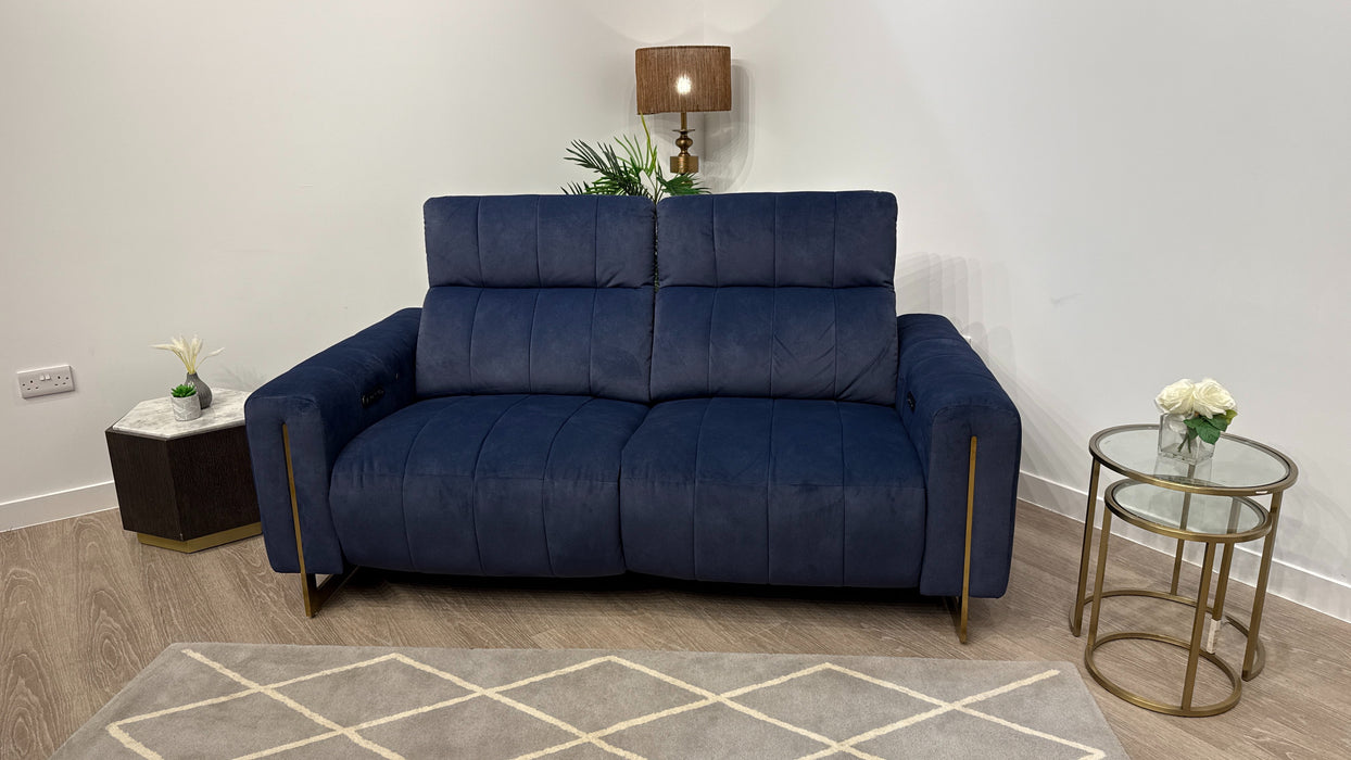 Sofology Paramount Fabric 2.5 Seater Console Power Recliner/Headrest Heated Seats Speakers in Lifestyle Flecked Navy