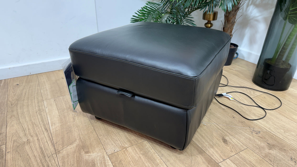 Sofology Cleveland Leather Storage Footstool in Trusty Embossed Jet Black