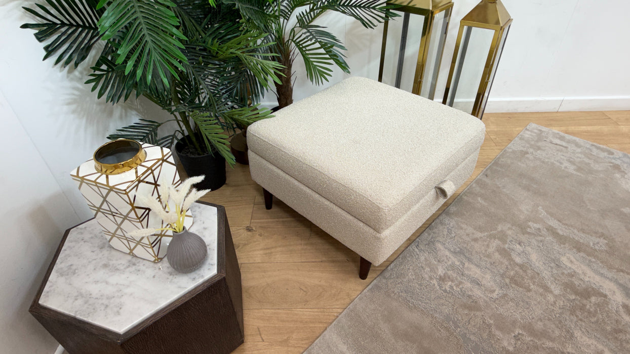 Sofology The Hackney Fabric Storage Memory Foam Footstool in Mini Boucle Natural