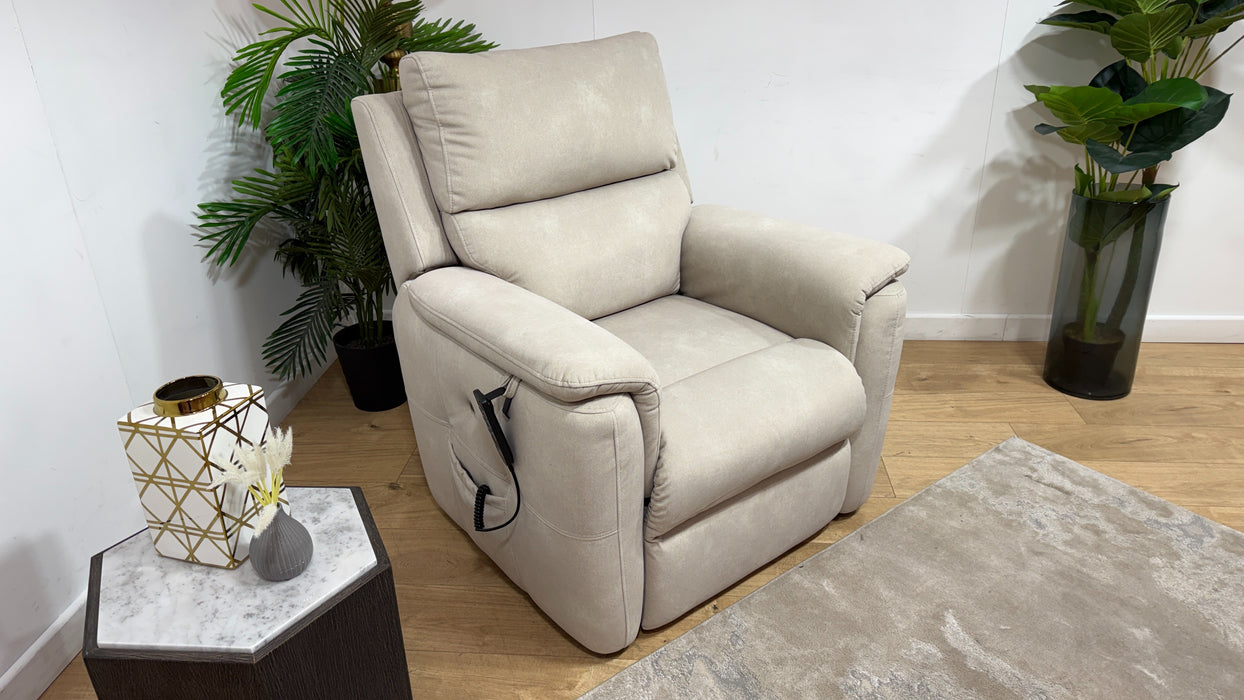 Sofology Ripley Fabric Chair Rise & Recline Heated Seat in Lifestyle Flecked Ivory
