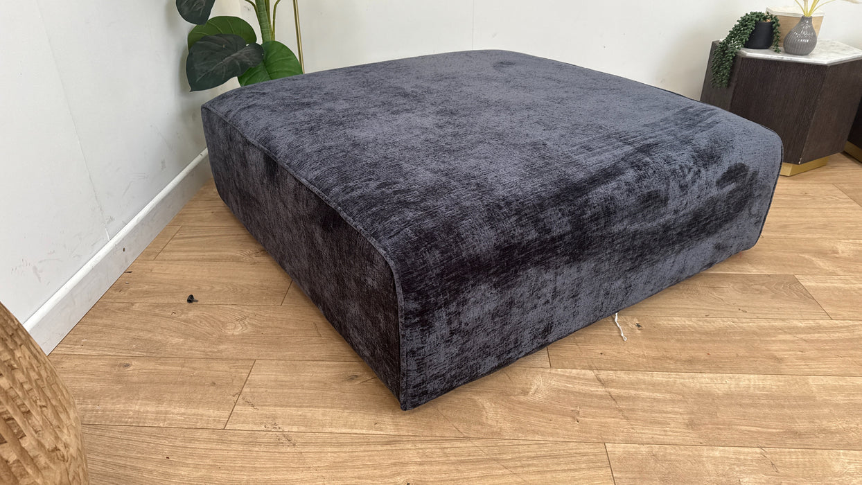 Sofology The Bellagio Fabric Footstool in Chunky Luxe Chenille Ink