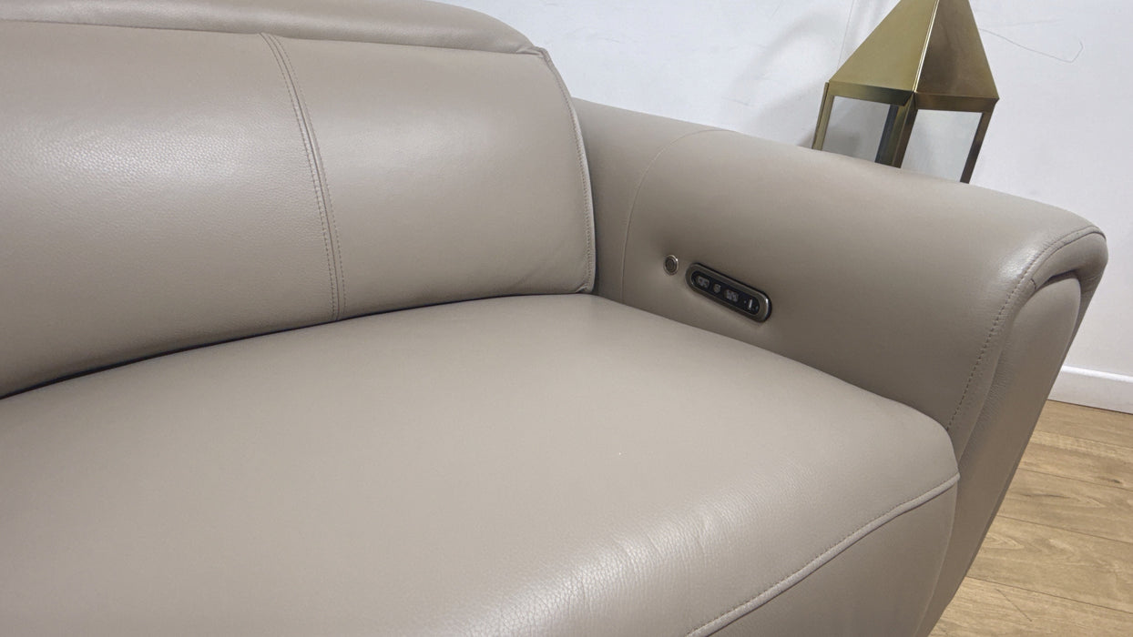 Sofology Premiere Leather 2.5 Seater Smart Console Power Recliner/Headrest Heated Seats in Trusty Embossed Stone