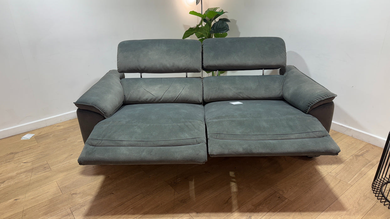Sofology Hugo Fabric 2.5 Seater Power Recliner/Headrest in Lifestyle Flecked Mineral Green