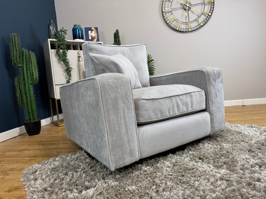 Laurent Accent Swivel Chair - Luxury Deep Pile Chenille Silver (WA2)