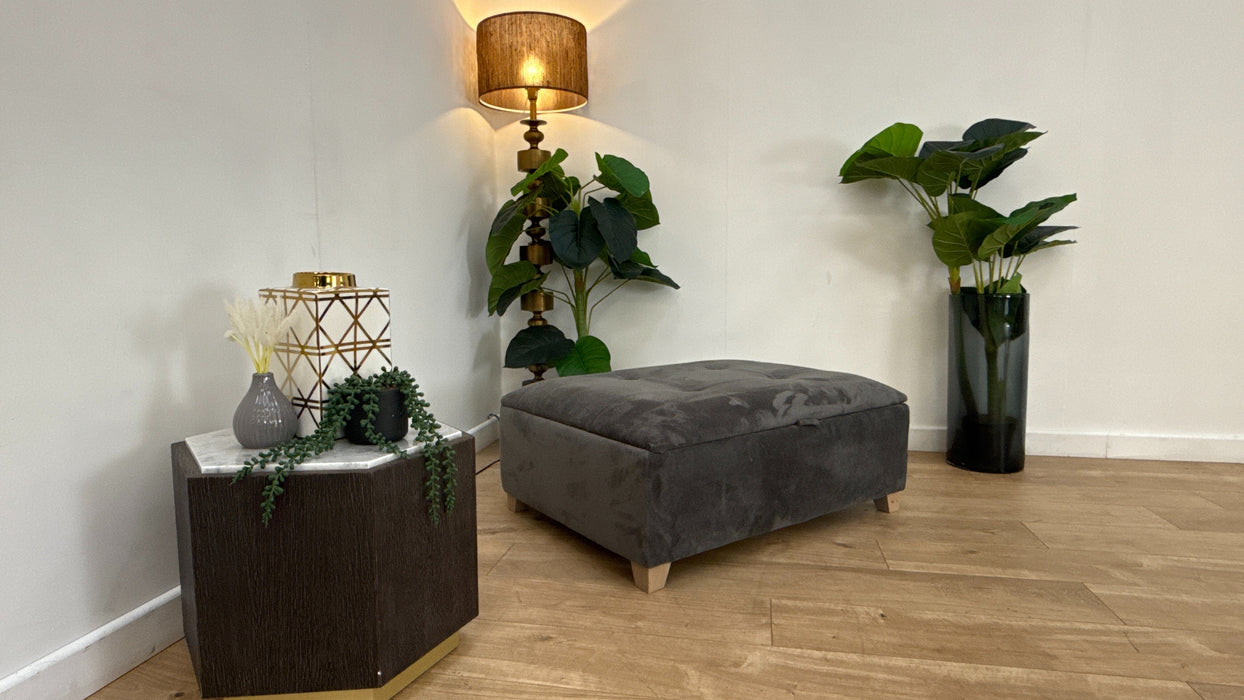 Sofology The Ascot Fabric Storage Footstool in Soft Sherpa Slate