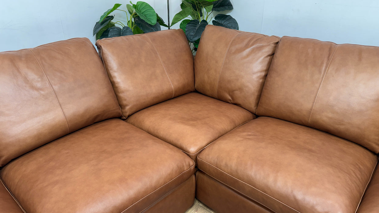 Sofology Retreat Leather 2 Corner 2 in Relaxed Soft Tan Mix
