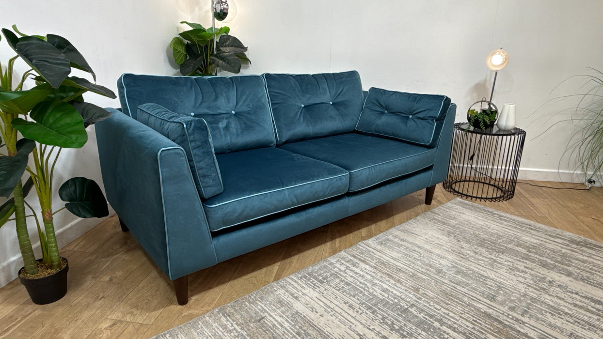 Sofology Cricket Fabric 3 Seater in Teal Velvet Mix