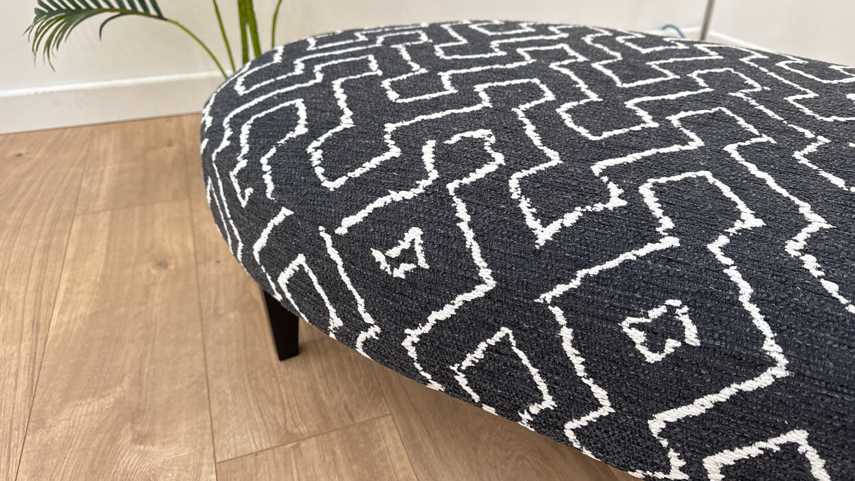 Porter Oval Footstool Fabric Otis Mono All Over