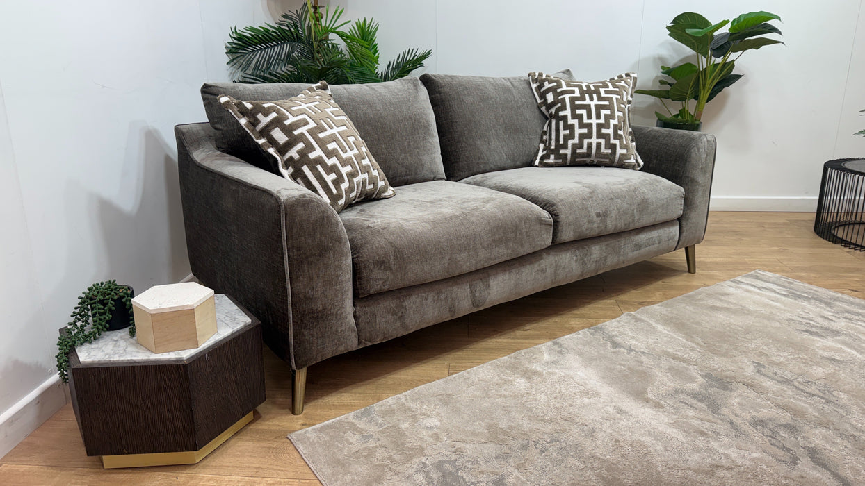 Sofology Mayfair Fabric 3 Seater Foam Seats in Luxury Chenille Truffle/Gold Mix