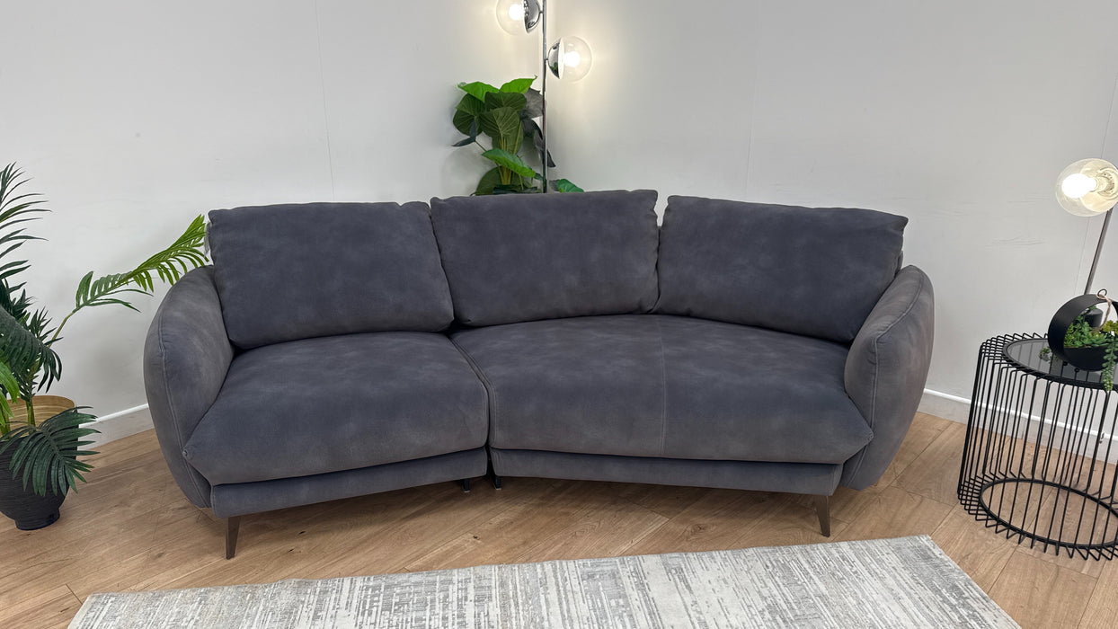 Sofology The Adler 3 Seater Asymmetric Fabric Sofa in Lifestyle Mottled Charcoal