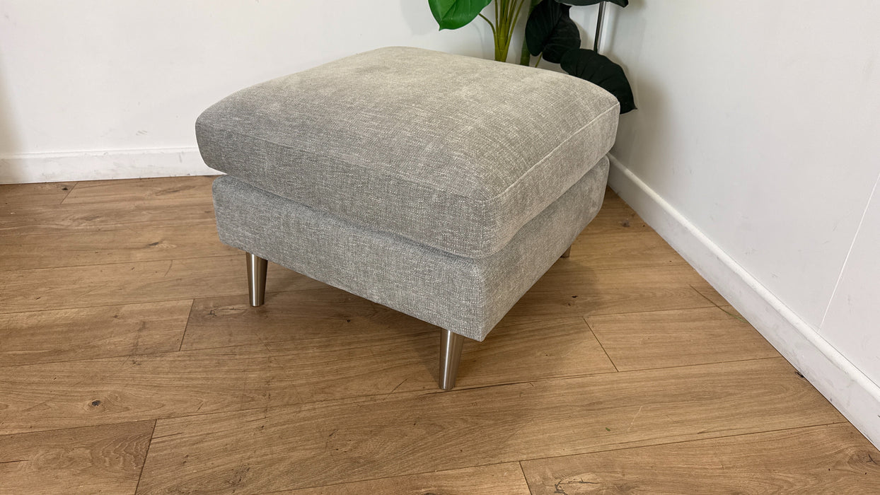 Sofology The Hackney Fabric Memory Foam Footstool in Linen Look Chenille Grey