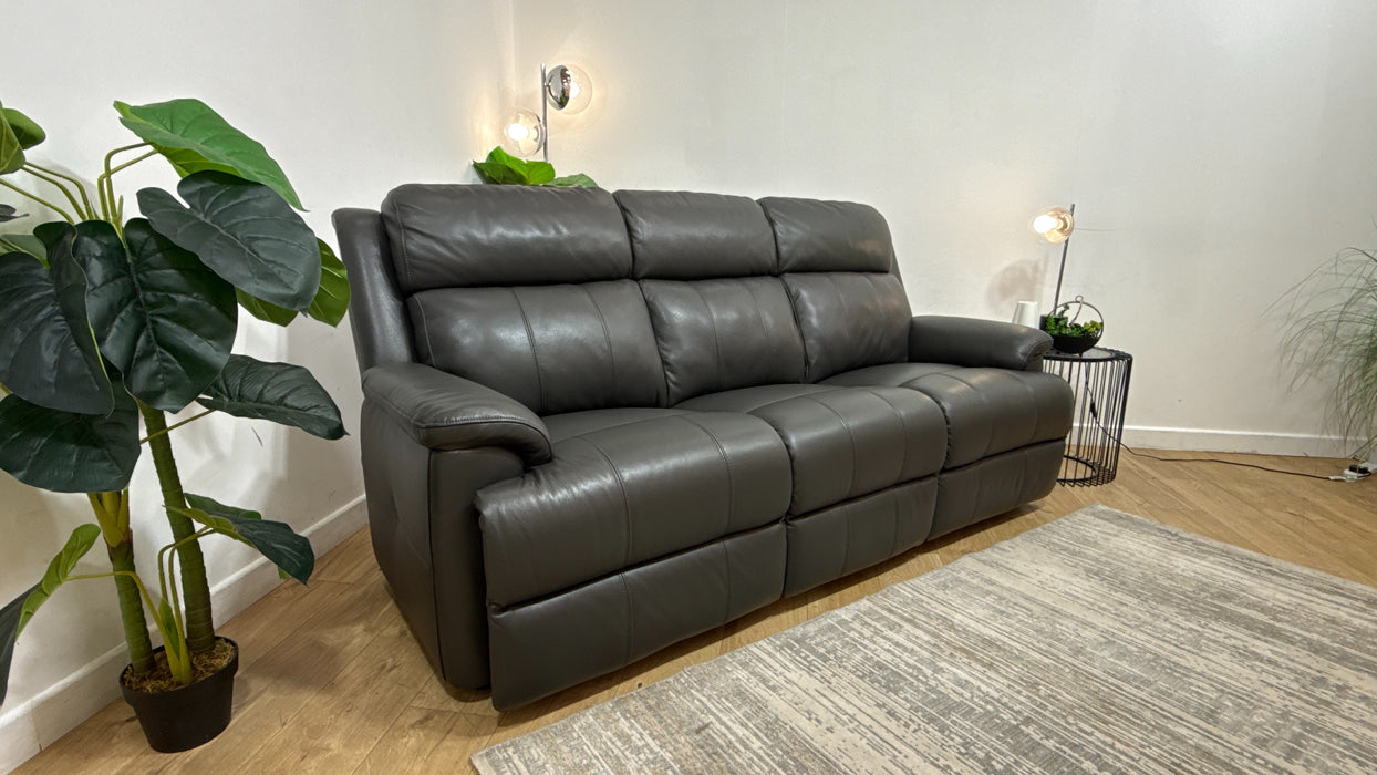 Sofology Gracie Leather 3 Seater in Trusty Sheen Charcoal