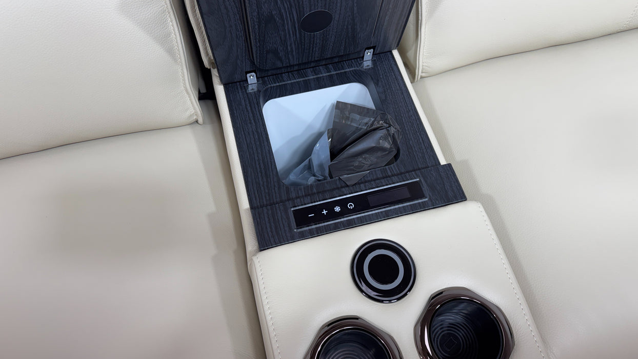 Sofology Premiere Leather 2.5 Seater Smart Console Power Recliner/Headrest Heated Seats in Trusty Embossed Bone China