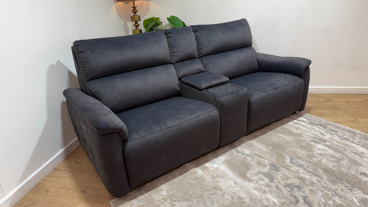 Sofology Ripley Fabric 2.5 Seater Console Power Recliner/Headrest Lumbar Support in Lifestyle Flecked Anthracite