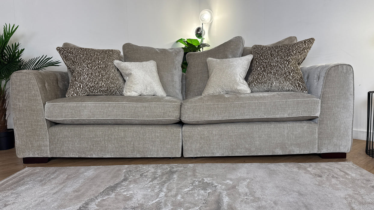 Sofology The Valentina Fabric 4 Seater Split Foam Seats Pillow Back in Luxury Chenille Linen Mix