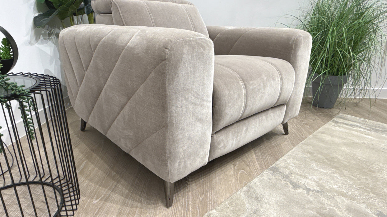 Sofology Allure Fabric Chair Power Recliner/Headrest in Relaxed Chenille Nutmeg