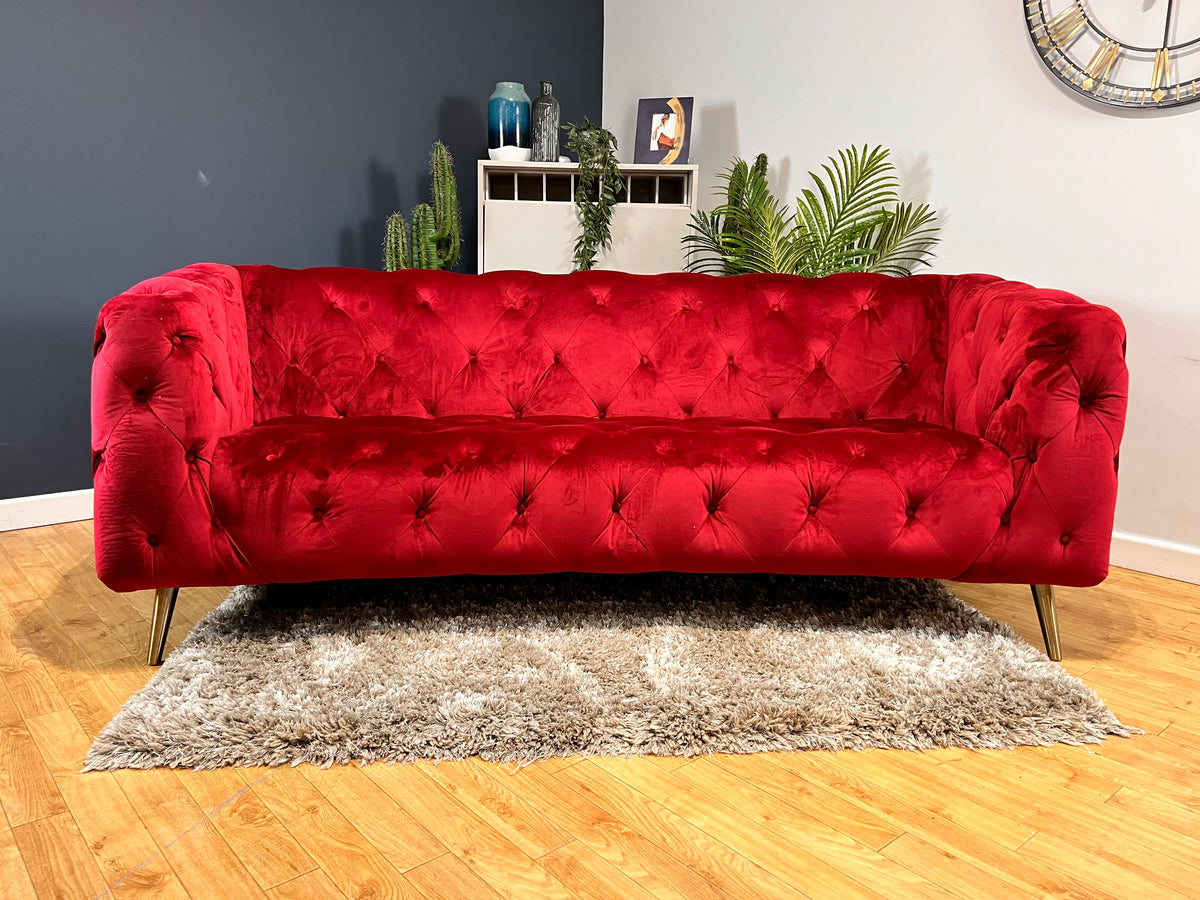 Alchemist 3 Seat Fabric Sofa Plush Cranberry (WA2) — The Sofa