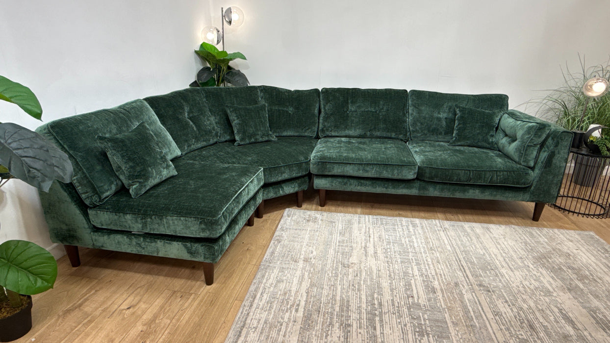 Sofology Cricket Fabric Open End 1 Corner 2 Sofa in Chenille Forest Green