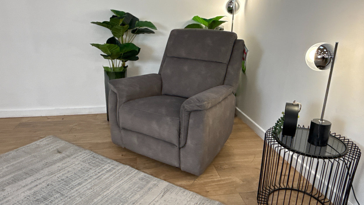 Sofology Bradie Fabric Chair Power Recliner Heated Seat in Lifestyle Flecked Mocha